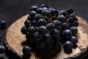 Concord Grapes on Wood Serving tray