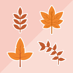Obraz premium Isolated autumn leaves set vector design