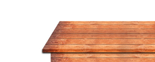 wooden table isolated on white background with clipping path