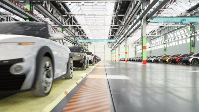 New modern cars at the factory.