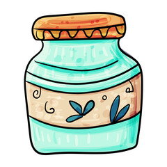Preservation Jar glass for Jam Vector doodle illustration.