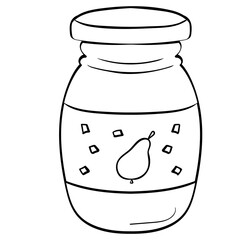 Jar glass for Jam Vector doodle illustration. Illustration for coloring. One color.