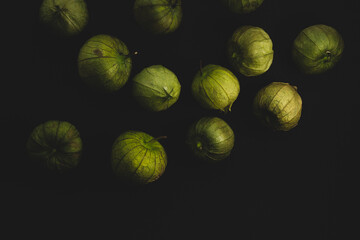 portrait of tomatillo, Mexican husk tomato, selective focus