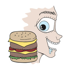 Design of funny face and burger