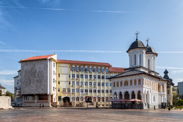istoric building in the Prefecture Square  in Targu-Jiu, Romania