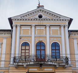 Obraz premium County history museum „Alexandru Stefulescu” in Targu-Jiu, Romania. Construction elements and details.