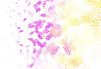 Light Pink, Yellow vector abstract design with leaves.