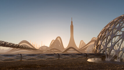 Obraz premium Futuristic City Skyline