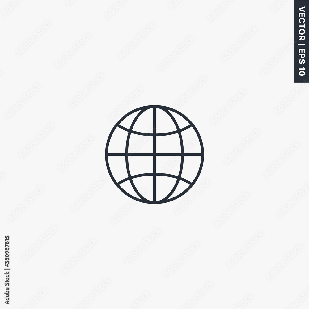 Poster global, linear style sign for mobile concept and web design