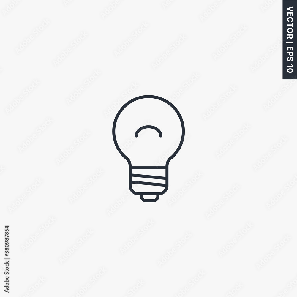 Poster light bulb, linear style sign for mobile concept and web design
