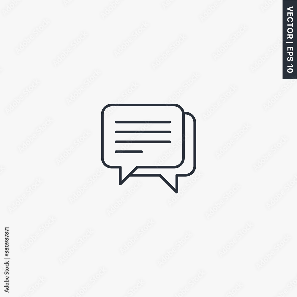 Poster message, chat, linear style sign for mobile concept and web design