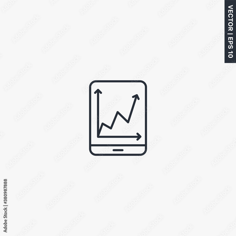 Poster mobil graph, linear style sign for mobile concept and web design