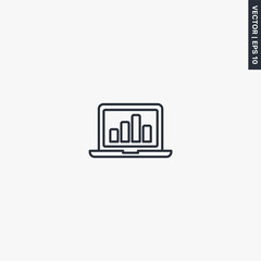 Laptop graph, linear style sign for mobile concept and web design