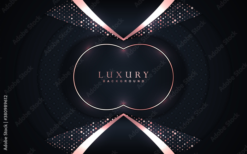 Poster luxury background with abstract paper shape. blue navy color overlap texture golden light element gl