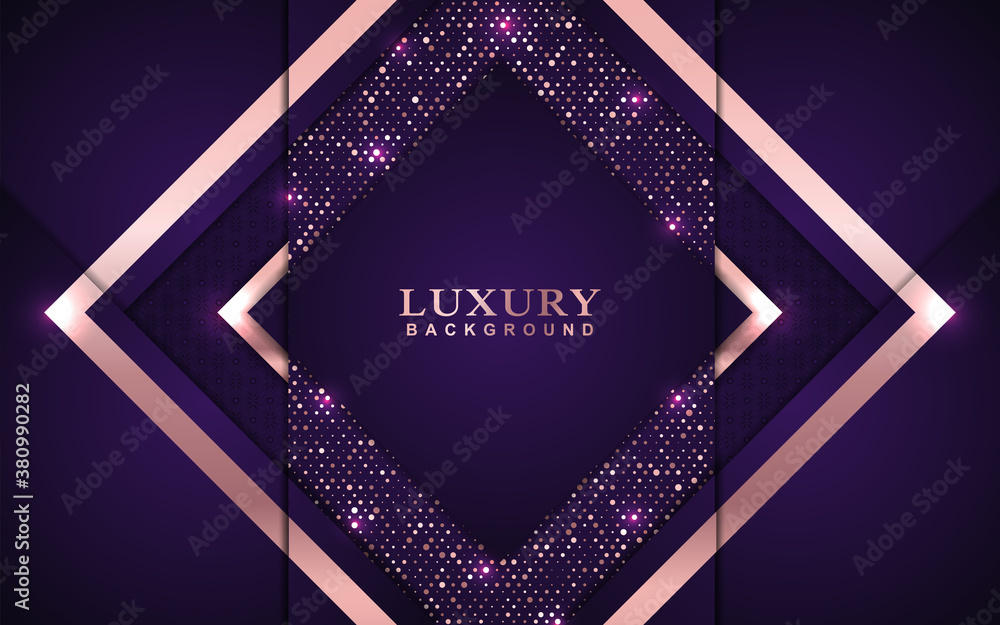 Aufkleber luxury background with abstract paper shape. purple color overlap texture golden light element glitt