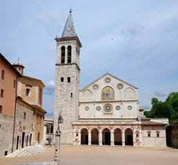 Cathedral of Santa Maria dell Assunta and main square in Spoleto Italy