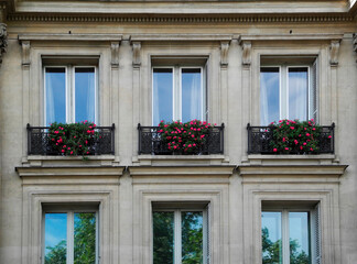 Paris windows with flowers, Spring