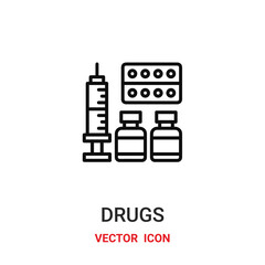 Drug vector icon. Modern, simple flat vector illustration for website or mobile app.Capsule or pill symbol, logo illustration. Pixel perfect vector graphics	