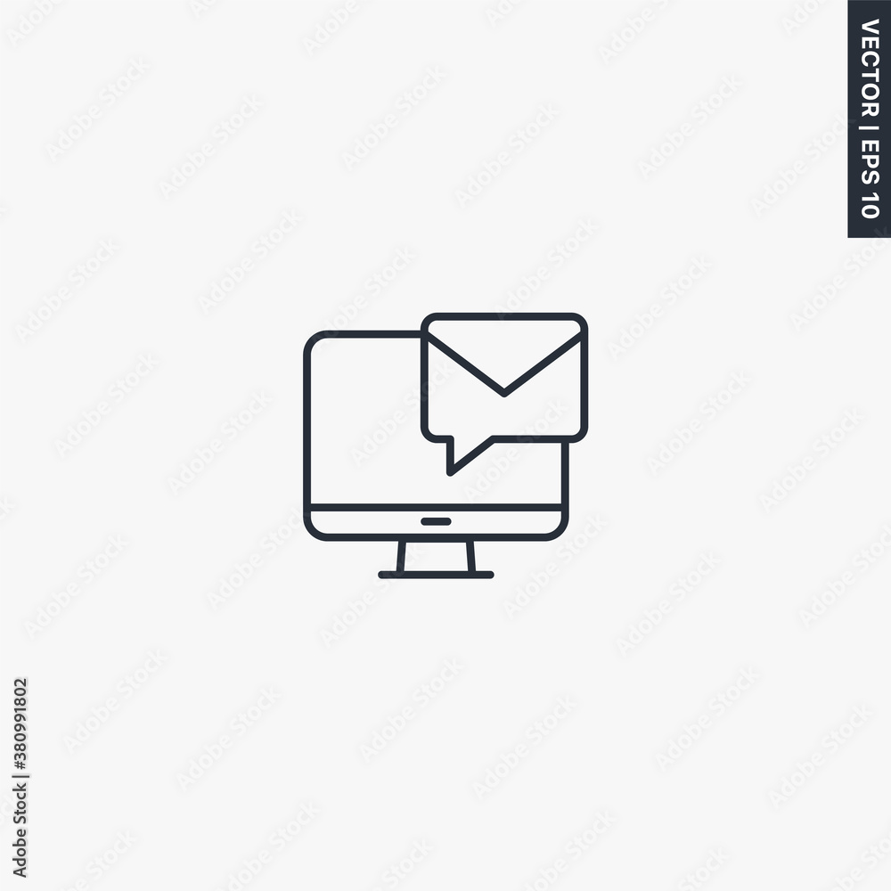 Poster compute notification mail, linear style sign for mobile concept and web design