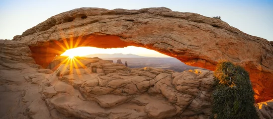 Foto op Plexiglas Panorama of Mesa Arch in Moab Utah at sunrise © Michael