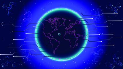 Digital global connection network technology background. Vector graphics.