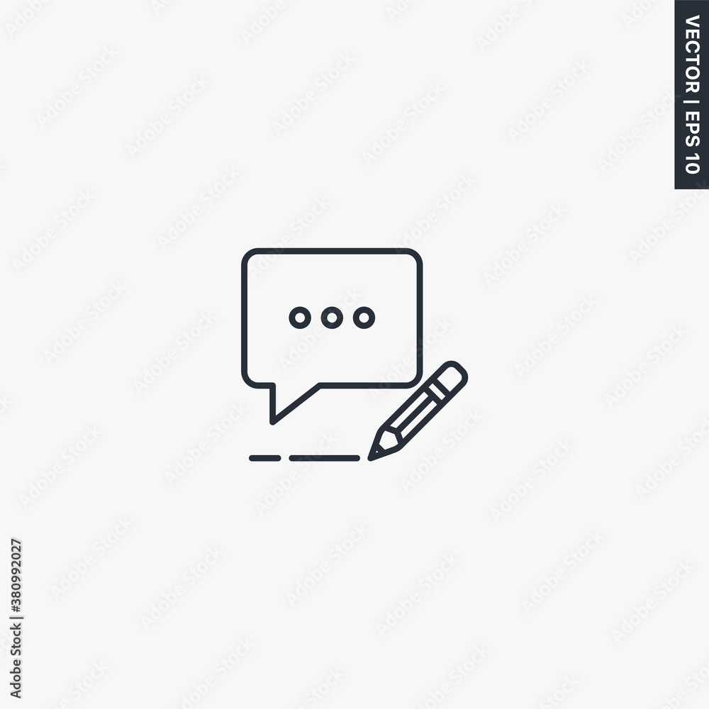 Poster writes chat, linear style sign for mobile concept and web design