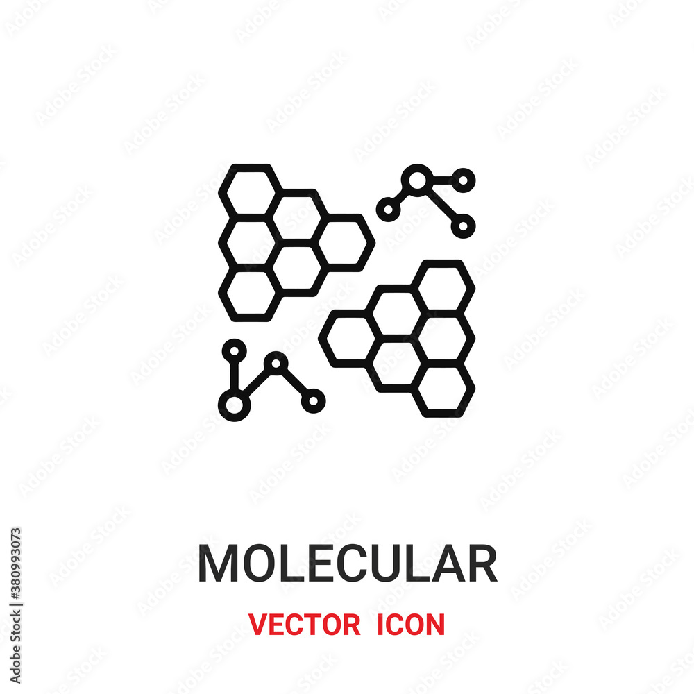 Poster molecular icon vector symbol. molecular symbol icon vector for your design. modern outline icon for 