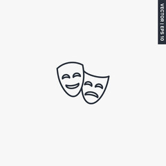 Theater mask, linear style sign for mobile concept and web design