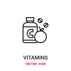 vitamins icon vector symbol. vitamins symbol icon vector for your design. Modern outline icon for your website and mobile app design.
