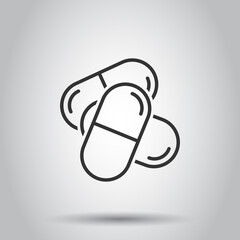 Pill capsule icon in flat style. Drugs vector illustration on white isolated background. Pharmacy business concept.