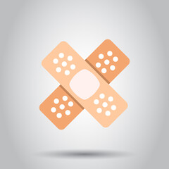 Bandage icon in flat style. Plaster vector illustration on white isolated background. First aid kit business concept.