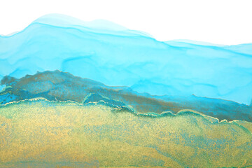 Art Abstract painting blots landscape horizontal background. Alcohol ink colors. Marble texture.