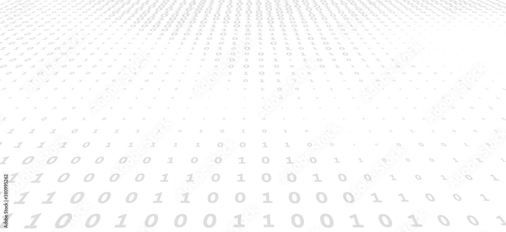 Leinwandbilder Binary code background with gray digits on a white. Vector graphics