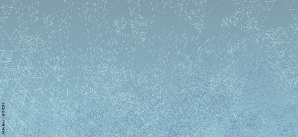 Poster Light azure background with chaotic many thin triangles. Subtle pattern