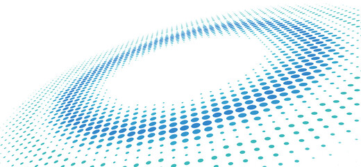 Dotted disc surface in perspective with halftone effect - obrazy, fototapety, plakaty