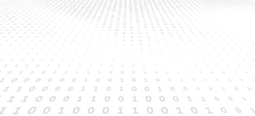Binary code background with gray digits on a white. Vector graphics