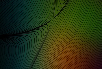 Dark Green, Red vector backdrop with bent lines.