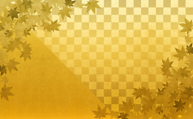 和を感じる背景素材　金　市松模様　紅葉