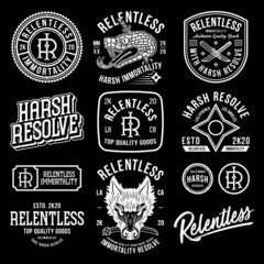 Relentless immortality starting pack white vector designs on a black background