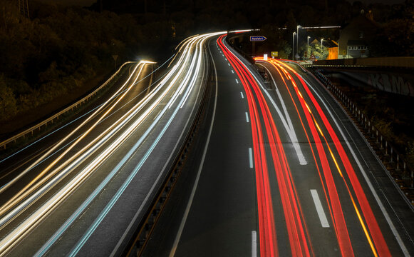 Traffic On Highway At Night