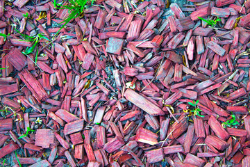red wood chips background texture