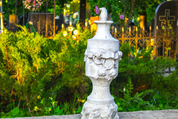urn of ashes,  old tombstone nature