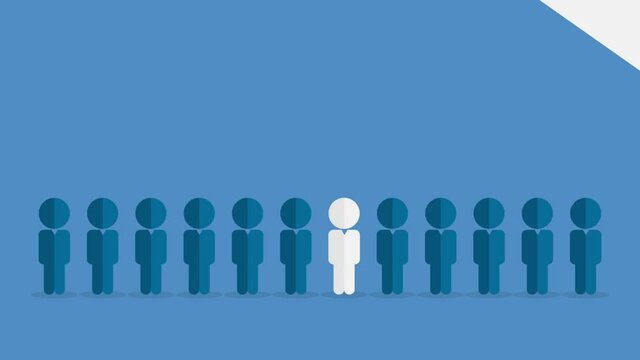Human resources concept. Hand picking up a candidate, animation.