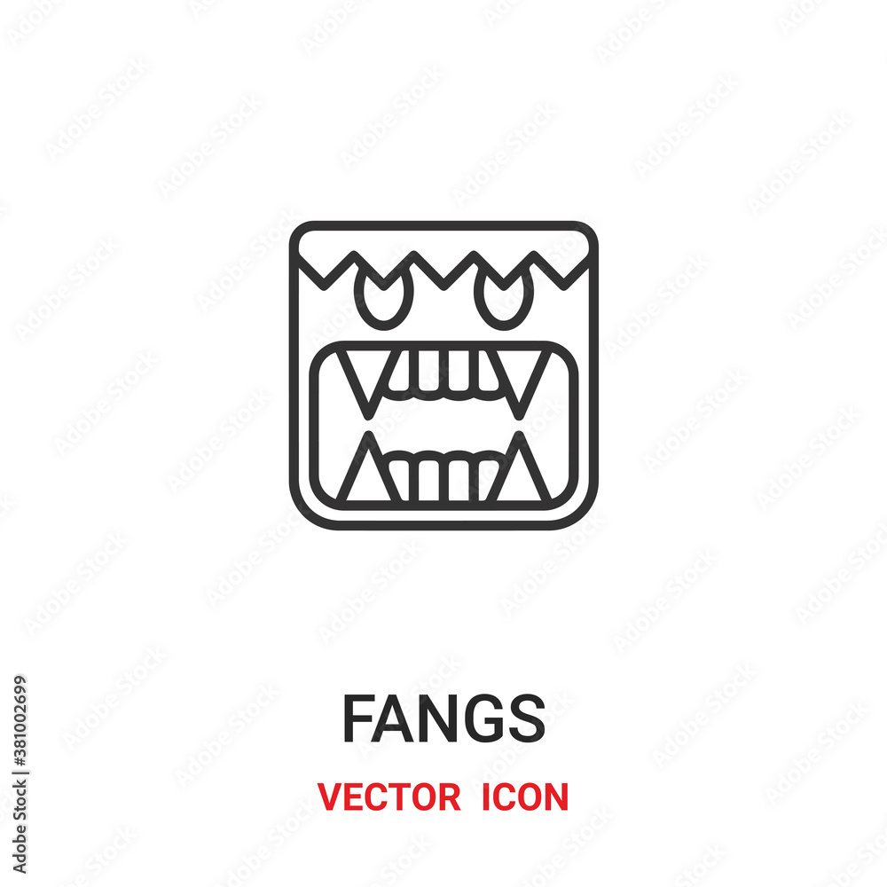 Poster fangs icon vector symbol. fangs symbol icon vector for your design. modern outline icon for your web
