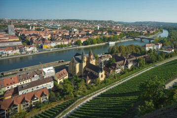Fototapeta na wymiar Miniature effect view of Wurzburg in lower Frankia.