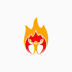 people group logo. with flame concept design vector