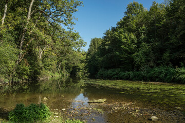 Obraz premium River Jagst near Crailsheim in southern Germany.