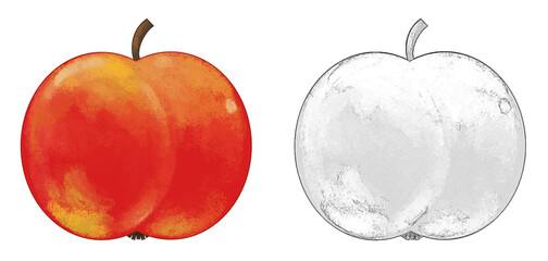 cartoon fruit apple on white background - illustration