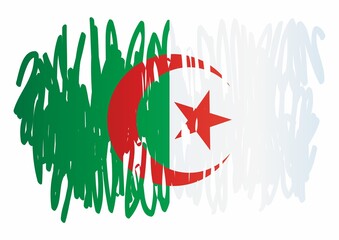 Flag of Algeria, People's Democratic Republic of Algeria. Bright, colorful vector illustration.