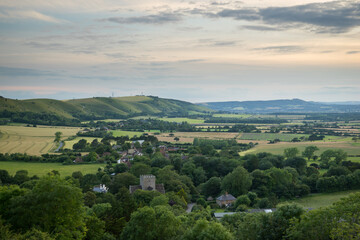 Fototapeta na wymiar View showing the South Downs ridge near Birghton during the summer